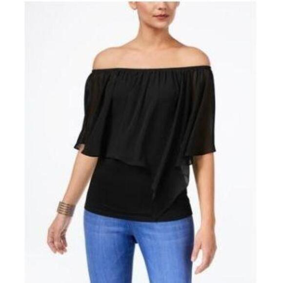 Thalia Sodi Convertible Off-The-Shoulder Top Deep Black XS - Picture 1 of 2